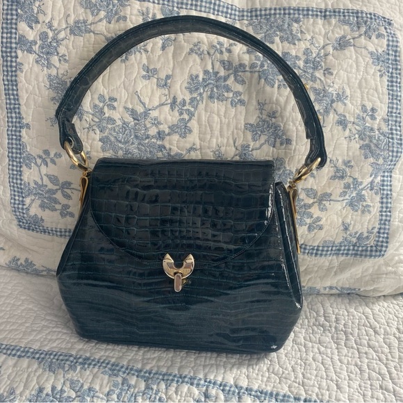 Prestige 1950’s Mid-Century Emerald Vintage Croc Handbag...